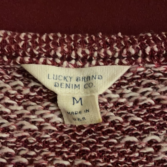 LUCKY BRAND red and white knit sweater. Size M - Picture 5 of 7